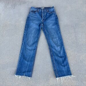 Comune Aberdeen Thrift High Rise Straight Leg Jeans Blue Button Fly 26